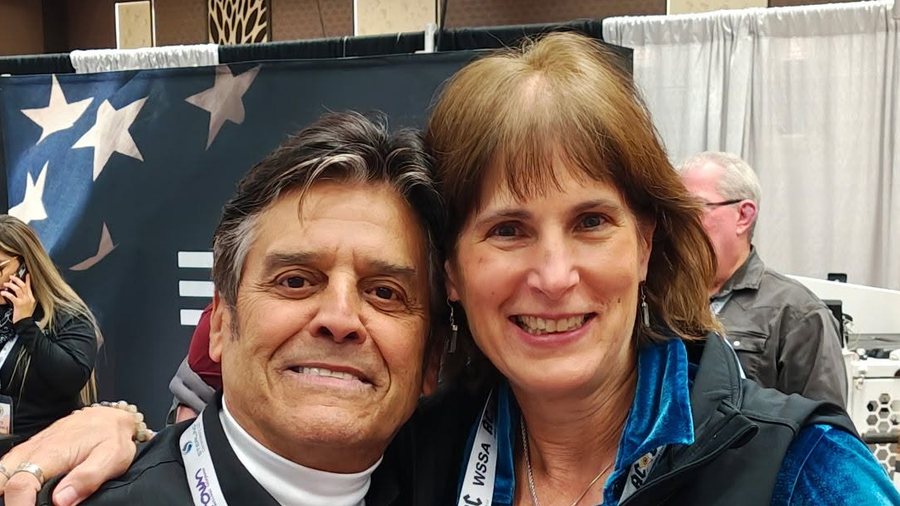 Kathy Decker with actor Erik Estrada at a law enforcement conference